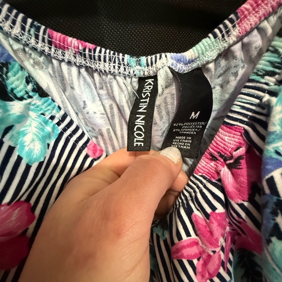 Floral Striped Ruffle Romper - Picture 2 of 5